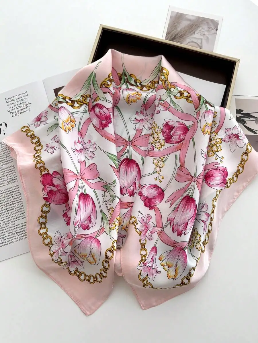 Women Floral Print Square Scarf With Chain Border 70x70cm
Women Floral Print Square Scarf With Chain Border 70x70cm