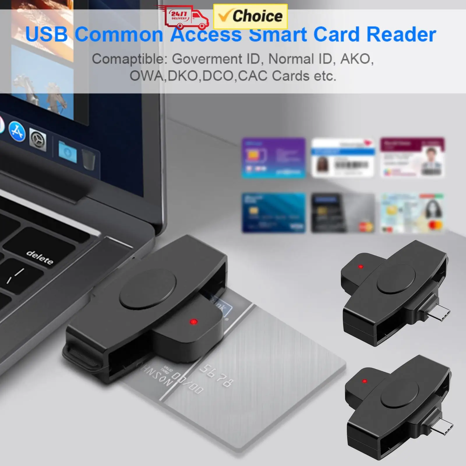 Portable Type-C Smart Card Reader CAC For Windows OS System Bank Tax Declaration Accessories SIM IC Card reader for MacBook Air
Portable Type-C Smart Card Reader CAC For Windows OS System Bank Tax Declaration Accessories SIM IC Card reader for MacBook Air