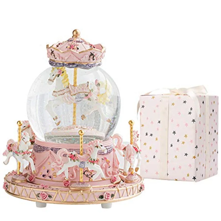 Gift-Wrapped with Ribbon Musical Snow Globe Carousel Music Box Color Lights Horses Unicorn Decor Gifts for Girls and Daughter G
Gift-Wrapped with Ribbon Musical Snow Globe Carousel Music Box Color Lights Horses Unicorn Decor Gifts for Girls and Daughter G