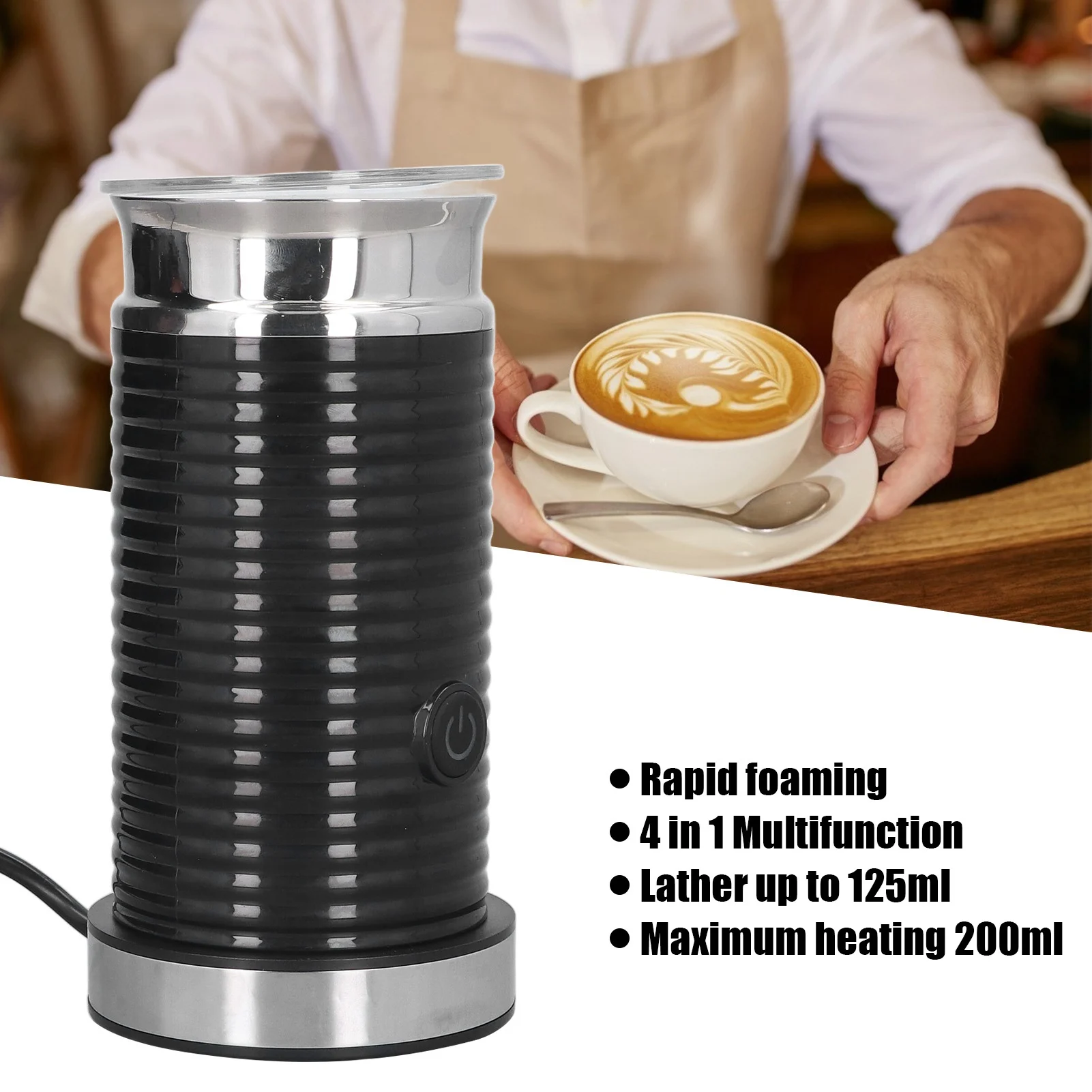 Milk Frother ABS Stainless Steel Material 4 in 1 Function Easy Cleanable Silent Operation Milk Foamer
Milk Frother ABS Stainless Steel Material 4 in 1 Function Easy Cleanable Silent Operation Milk Foamer