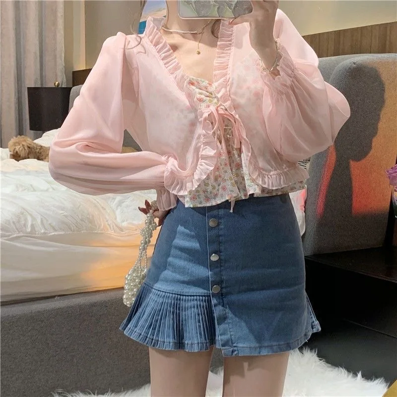 Летняя тонкая шаль, верхняя одежда, женская фея, накидка с длинными рукавами, кардиган, блузка, пальто на бретелях, чистый цвет
Летняя тонкая шаль, верхняя одежда, женская фея, накидка с длинными рукавами, кардиган, блузка, пальто на бретелях, чистый цвет