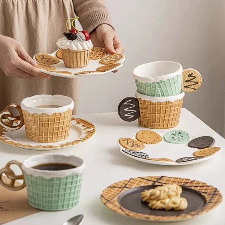 Waffle-shaped Biscuit Ceramic Coffee Cup Breakfast Dessert Plate Milk Mug Cute Cartoon Tea Cup Office Mug Decor Birthday Gift
Waffle-shaped Biscuit Ceramic Coffee Cup Breakfast Dessert Plate Milk Mug Cute Cartoon Tea Cup Office Mug Decor Birthday Gift