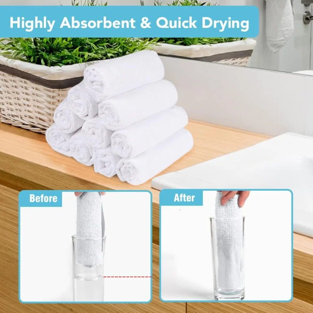 Washcloths Towels Set 10 Pack, Highly Absorbent and Soft Feel Microfiber Face Cloths, Multi-Purpose Wash Cloths &
Washcloths Towels Set 10 Pack, Highly Absorbent and Soft Feel Microfiber Face Cloths, Multi-Purpose Wash Cloths &