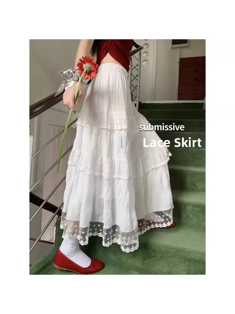 High Waist A-Line Midi Skirt with Lace Trim Splicing for plus Size Women Spring Summer Autumn Casual Straight Cut Long Skirt
High Waist A-Line Midi Skirt with Lace Trim Splicing for plus Size Women Spring Summer Autumn Casual Straight Cut Long Skirt