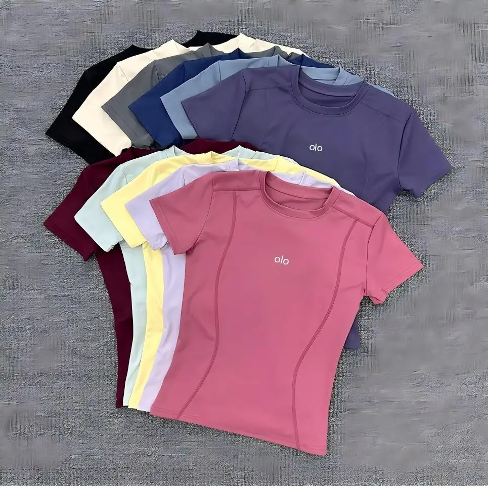Summer new style simple short-sleeved T-shirt women's quick-drying breathable elastic yoga top tight-fitting fitness wear
Summer new style simple short-sleeved T-shirt women's quick-drying breathable elastic yoga top tight-fitting fitness wear