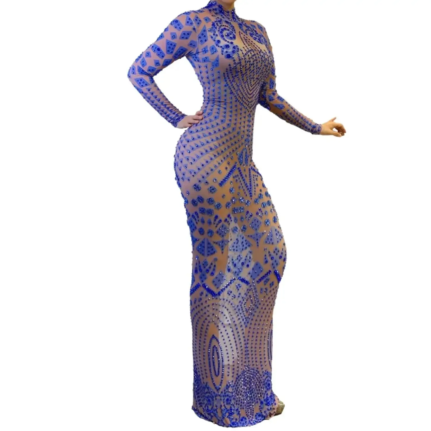 Elegant Long Sleeve Perspective Rhinestone Long Gown Birthday Party Maxi Dress Women Sexy Prom Dress Bodycon Club Evening Dress
Elegant Long Sleeve Perspective Rhinestone Long Gown Birthday Party Maxi Dress Women Sexy Prom Dress Bodycon Club Evening Dress