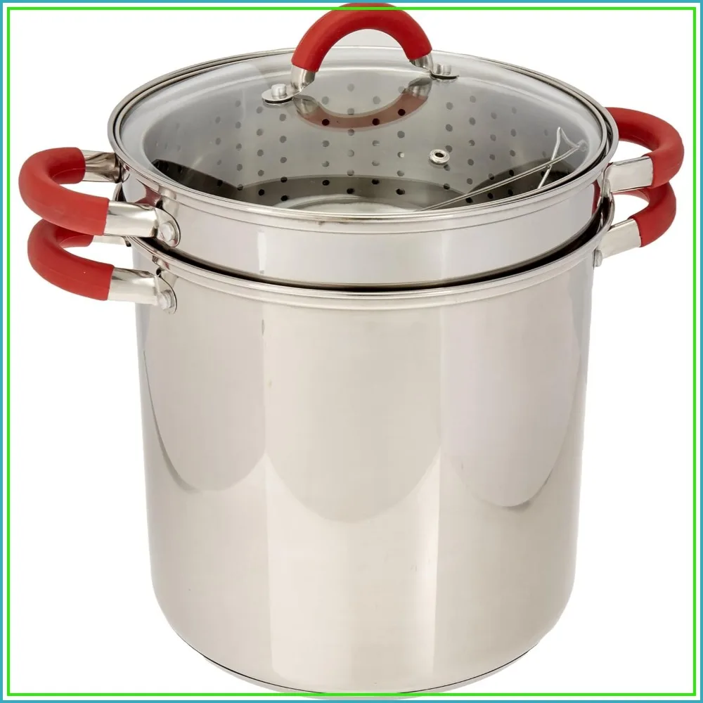 12 Qt Stainless Steel Pasta Cooker with Vented Glass Lid and Silicone Handles, 10x13.75x14 Inches
12 Qt Stainless Steel Pasta Cooker with Vented Glass Lid and Silicone Handles, 10x13.75x14 Inches