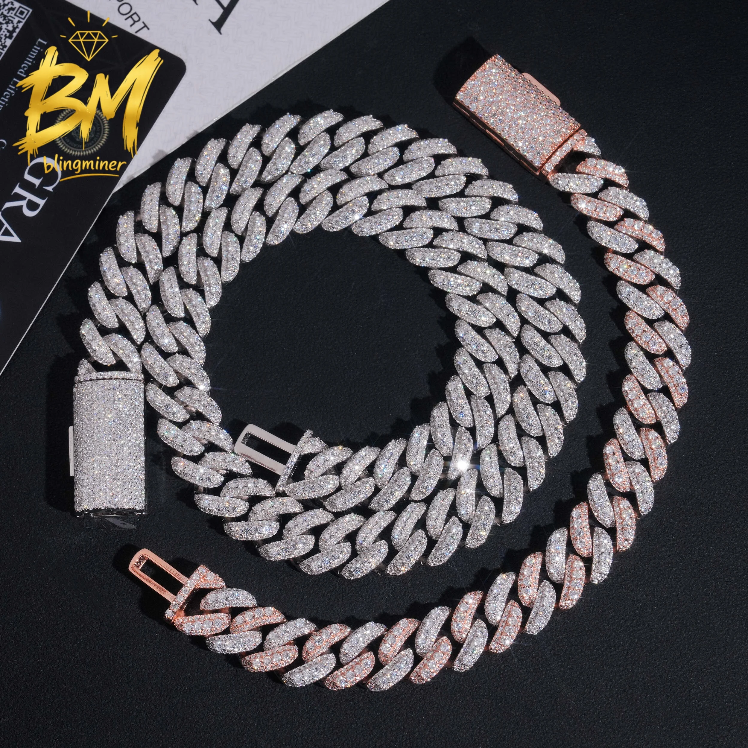 Blingminer 13mm VVS Moissanite Chain Iced Out Necklaces For Men Brass Cuban Chain Pass Diamonds Tester With GRA Free Shipping
Blingminer 13mm VVS Moissanite Chain Iced Out Necklaces For Men Brass Cuban Chain Pass Diamonds Tester With GRA Free Shipping