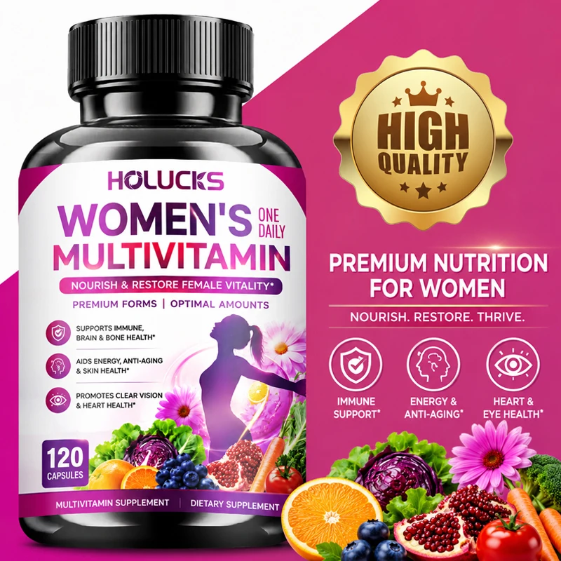Women's Multivitamin Capsules, with Vitamins, Minerals, for Skin, Hair, Nails Health, Immune Support, Improve Focus & Energy
Women's Multivitamin Capsules, with Vitamins, Minerals, for Skin, Hair, Nails Health, Immune Support, Improve Focus & Energy