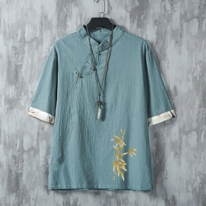 Новые летние рубашки, мужские рубашки высокого качества с хлопковой подкладкой и рубашкой со средним рукавом с принтом в китайском стиле, топ, размер M-4XL 
Новые летние рубашки, мужские рубашки высокого качества с хлопковой подкладкой и рубашкой со средним рукавом с принтом в китайском стиле, топ, размер M-4XL