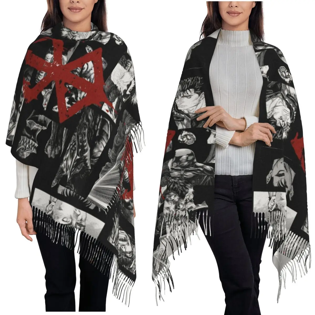 Японское аниме Berserk Swordsman Manga Guts Шарф Шарфы с кисточками для женщин Мягкие теплые шали и накидки Длинная осенне-зимняя шаль
Японское аниме Berserk Swordsman Manga Guts Шарф Шарфы с кисточками для женщин Мягкие теплые шали и накидки Длинная осенне-зимняя шаль