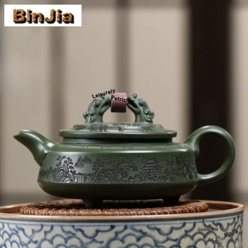 260 мл традиционные фиолетовые глиняные чайники Исин, горшок ручной работы, необработанная руда, зеленая грязь, чайник для замачивания, китайский чайный сервиз Цзыша, украшения 
260 мл традиционные фиолетовые глиняные чайники Исин, горшок ручной работы, необработанная руда, зеленая грязь, чайник для замачивания, китайский чайный сервиз Цзыша, украшения