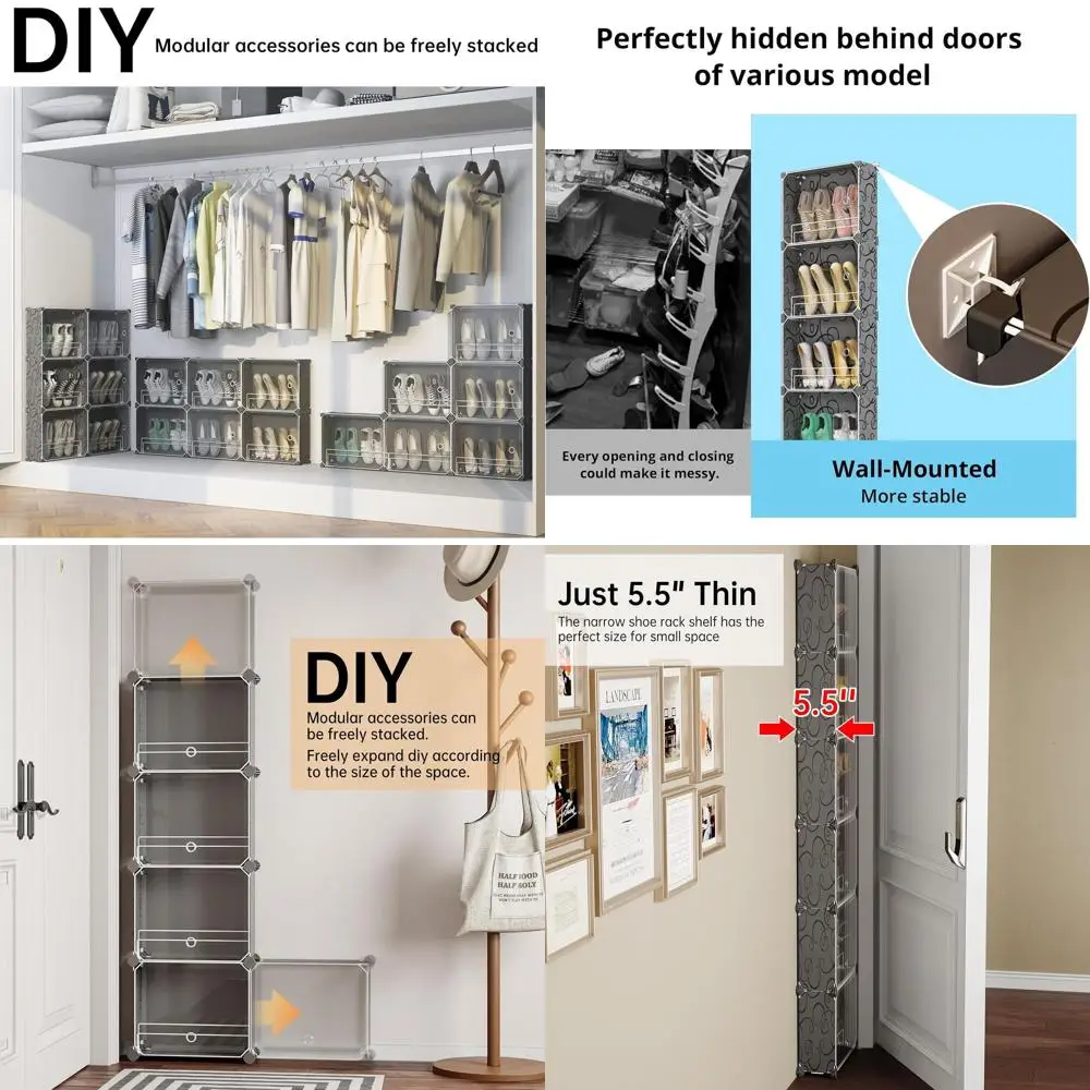 6-Tier Shoe Rack Organizer, Slim Storage Cabinet with Cover, Behind Door Shoe Storage, Ideal for Entryway, Black
6-Tier Shoe Rack Organizer, Slim Storage Cabinet with Cover, Behind Door Shoe Storage, Ideal for Entryway, Black