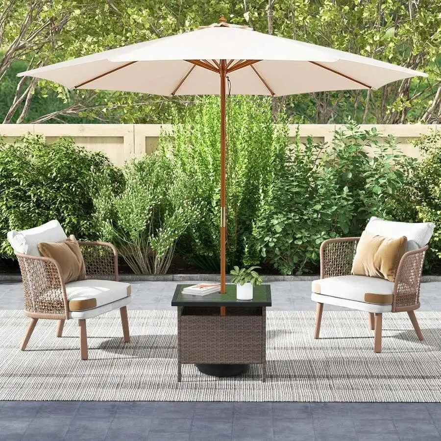 Outdoor Rattan Side Table With Umbrella Hole Heavy Duty Metal Frame Patio Bistro Table For Garden Deck Poolside
Outdoor Rattan Side Table With Umbrella Hole Heavy Duty Metal Frame Patio Bistro Table For Garden Deck Poolside