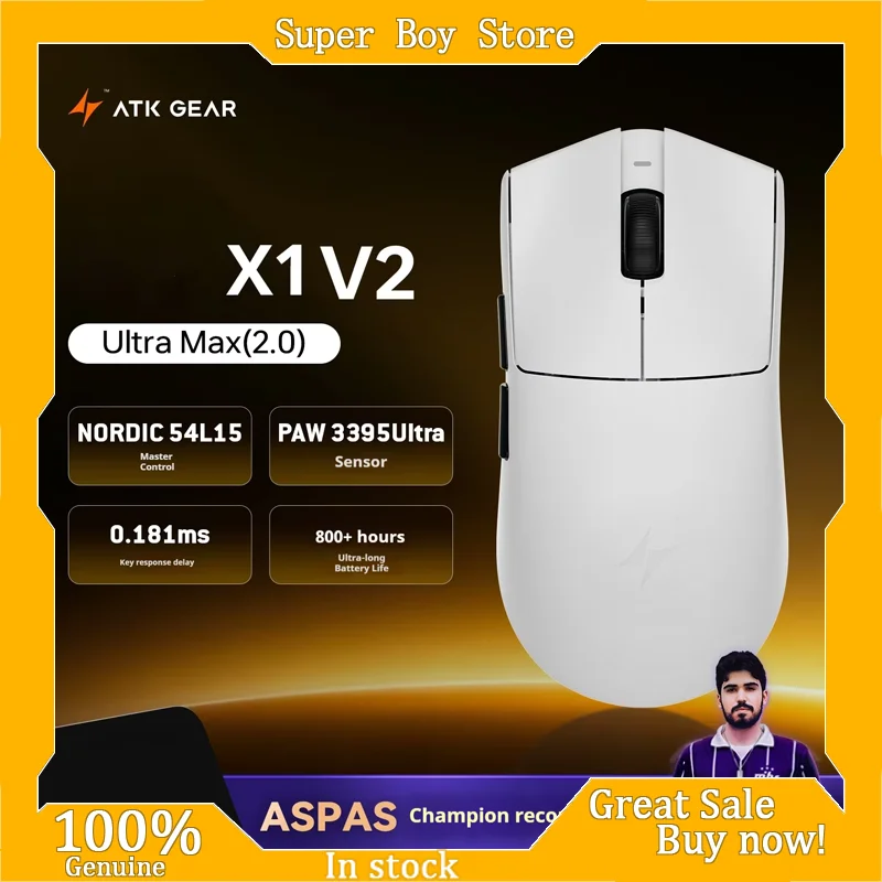 ATK X1 V2 Ultimate 2.0 Mouse Wireless Paw3950 Utrla 54g Lightweight 750ips 0.163ms Low Latency 650ips Gamer New Accessory Gifts
ATK X1 V2 Ultimate 2.0 Mouse Wireless Paw3950 Utrla 54g Lightweight 750ips 0.163ms Low Latency 650ips Gamer New Accessory Gifts