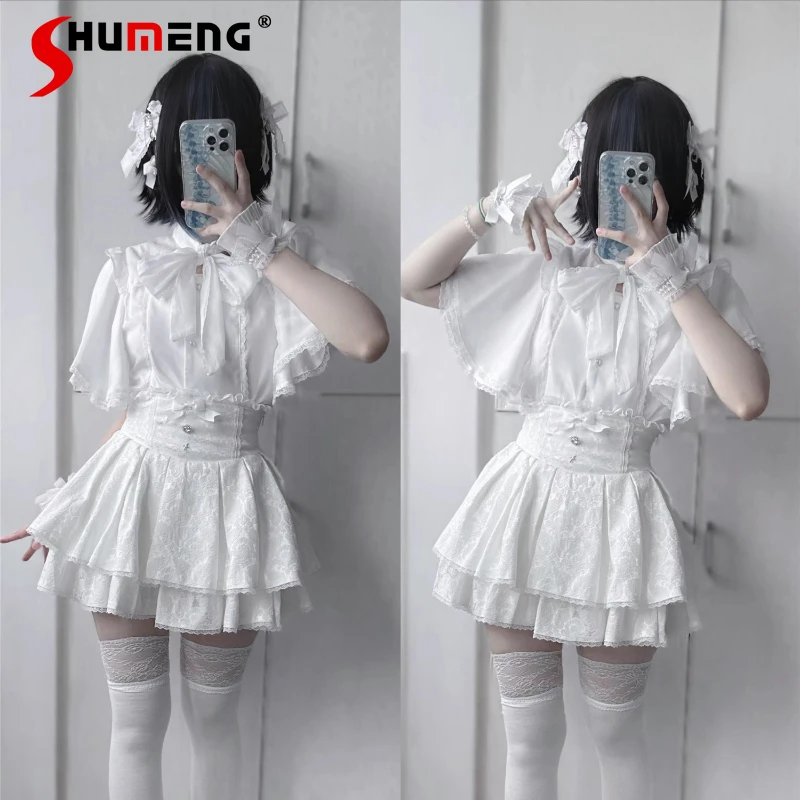 Mine Series Mass-produced Lo White Short-sleeved Shirt Summer New Female Slim-Fit Elegant Bow Lace-up Lolita Top Chemise Femme
Mine Series Mass-produced Lo White Short-sleeved Shirt Summer New Female Slim-Fit Elegant Bow Lace-up Lolita Top Chemise Femme