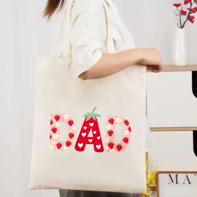 Cream Dad Strawberry and Daisy Printed Cotton Tote Bag Perfect for Father's Day Gifts
Cream Dad Strawberry and Daisy Printed Cotton Tote Bag Perfect for Father's Day Gifts