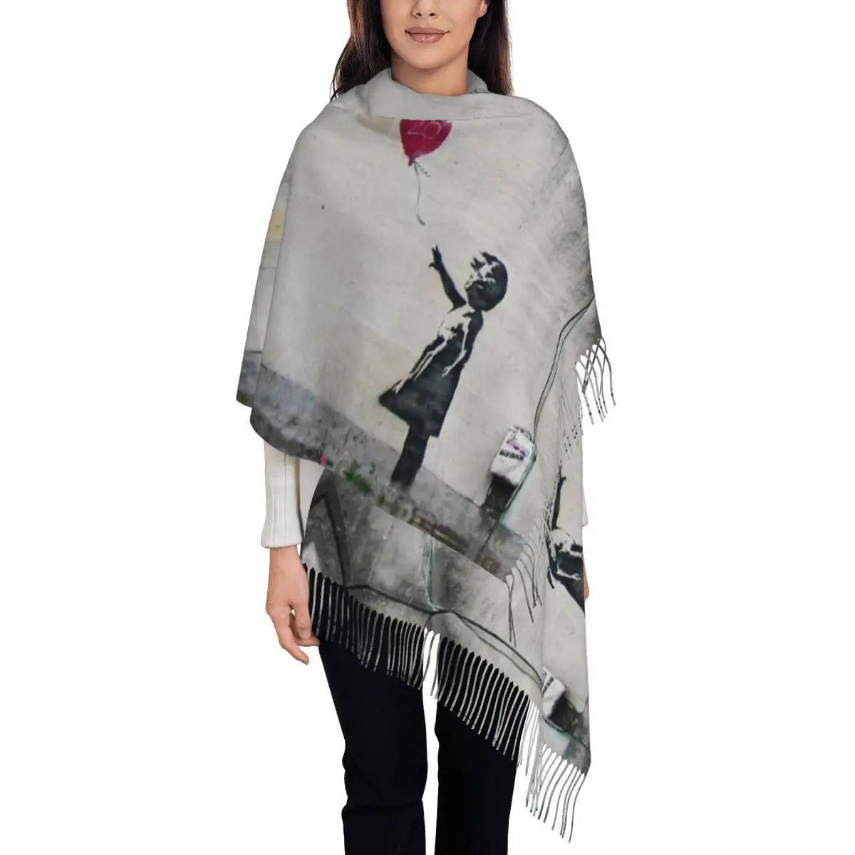 Custom Banksy Balloon Girl Tassel Scarf Women Winter Warm Shawls Wraps Lady Street Pop Art Scarves
Custom Banksy Balloon Girl Tassel Scarf Women Winter Warm Shawls Wraps Lady Street Pop Art Scarves
