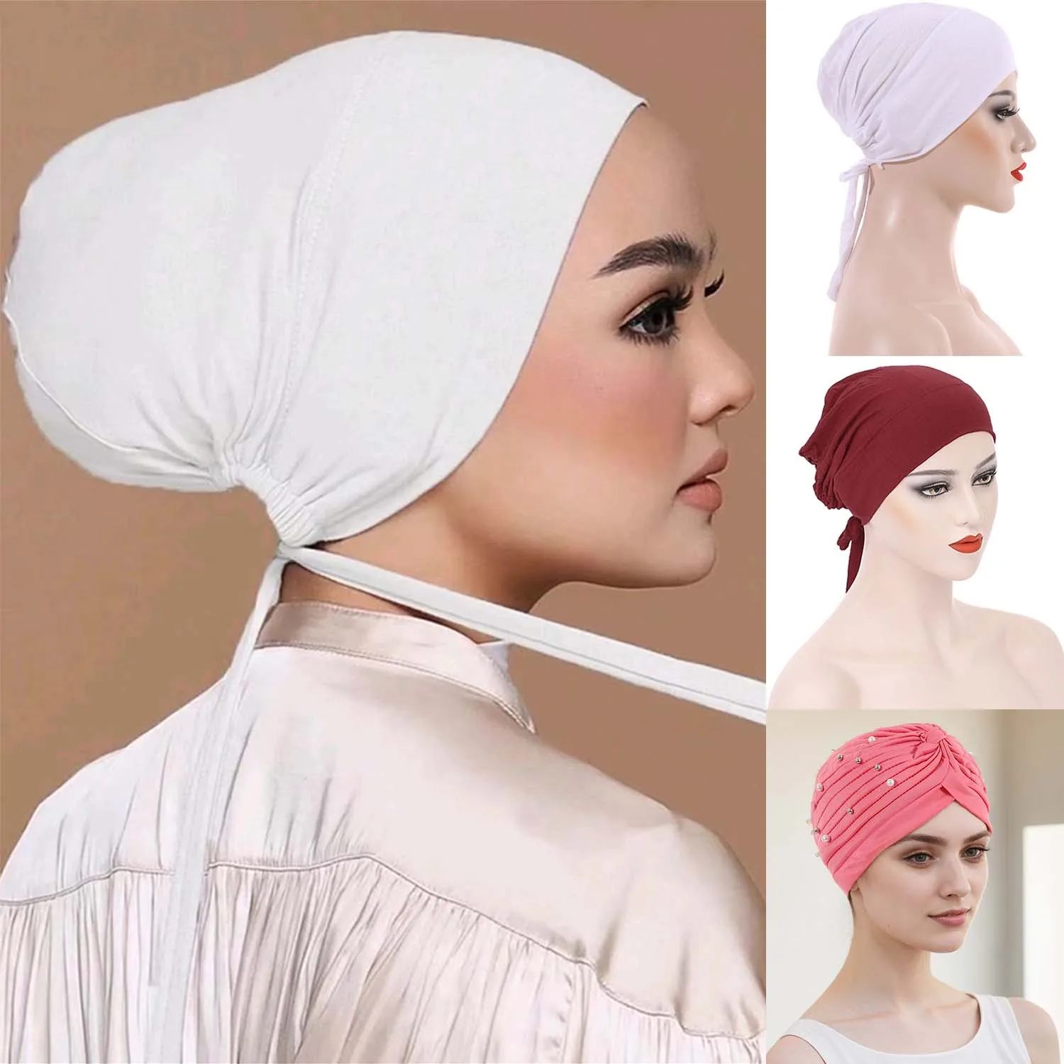 Women Hijab Undercap Turban Beanie Caps Islamic Muslim Under Hijab Cap Inner UnderScarf Hat Hijab Cap with Tie Back Closure
Women Hijab Undercap Turban Beanie Caps Islamic Muslim Under Hijab Cap Inner UnderScarf Hat Hijab Cap with Tie Back Closure