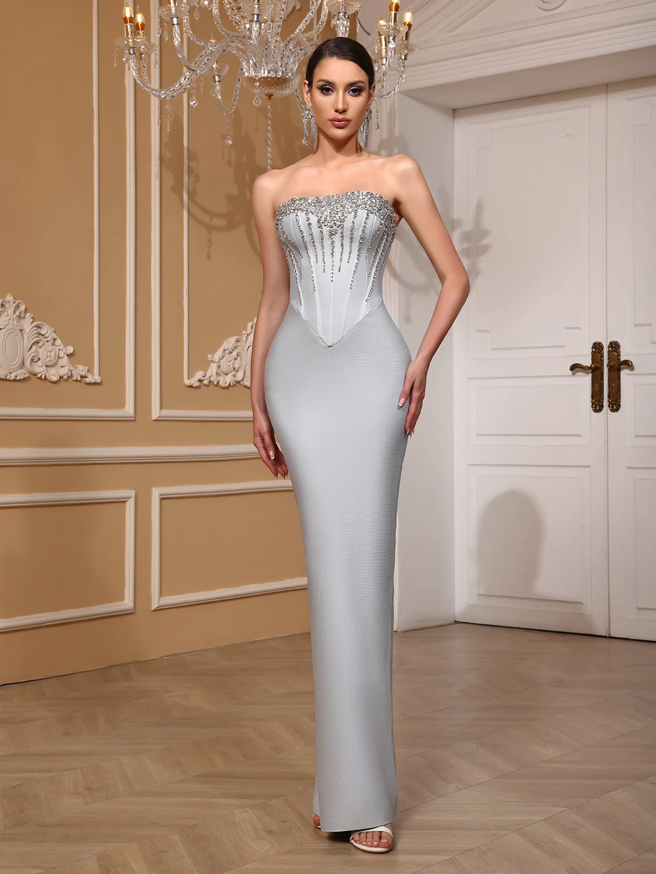 Ele Crystal Embellied Wrap Dr Cotail Par Evening Gown Slim Fit Long Skirt without Sve for Wedding Performance
Ele Crystal Embellied Wrap Dr Cotail Par Evening Gown Slim Fit Long Skirt without Sve for Wedding Performance