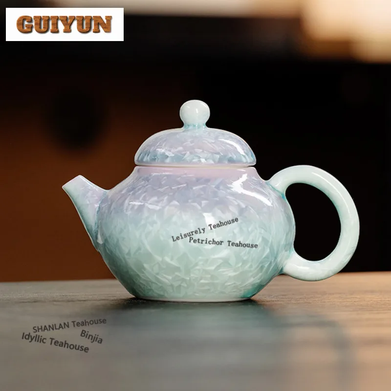 120ml Crystal Glaze Kiln Fambe Blue-purple Teapot Luxury Tea Infuser Pot Tea Maker Kettle With Ball Hole Teaset Collection Craft
120ml Crystal Glaze Kiln Fambe Blue-purple Teapot Luxury Tea Infuser Pot Tea Maker Kettle With Ball Hole Teaset Collection Craft