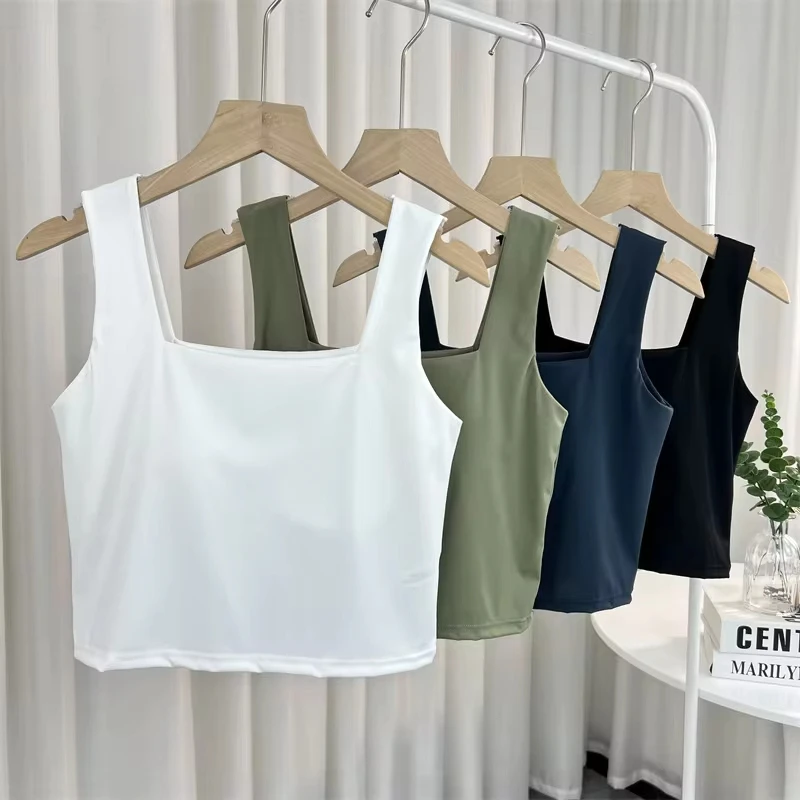 Ice silk square-neck wide-shoulder camisole without underwire for outerwear and as a base layer
Ice silk square-neck wide-shoulder camisole without underwire for outerwear and as a base layer