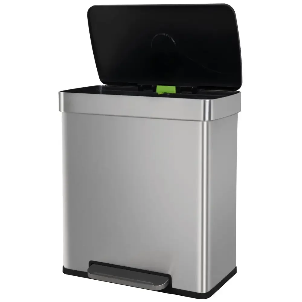 60L Dual Compartment Stainless Steel Trash Can with Removable Buckets and Soft-Close Lid for Home, Kitchen, and Office Use
60L Dual Compartment Stainless Steel Trash Can with Removable Buckets and Soft-Close Lid for Home, Kitchen, and Office Use