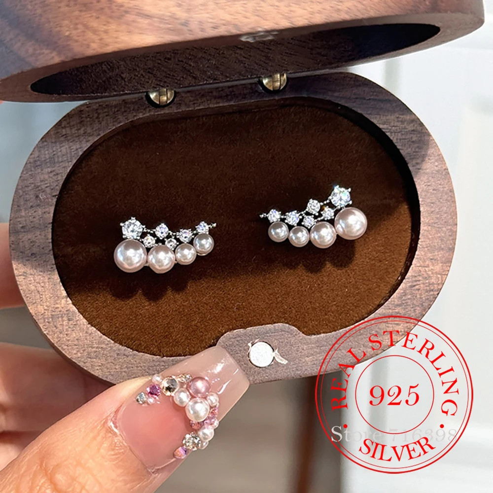 925 Sterling Silver Jewelry Luxury Crystal Pearl Stud Earrings for Women Wedding Party Jewelry For Girls Friend Gift
925 Sterling Silver Jewelry Luxury Crystal Pearl Stud Earrings for Women Wedding Party Jewelry For Girls Friend Gift