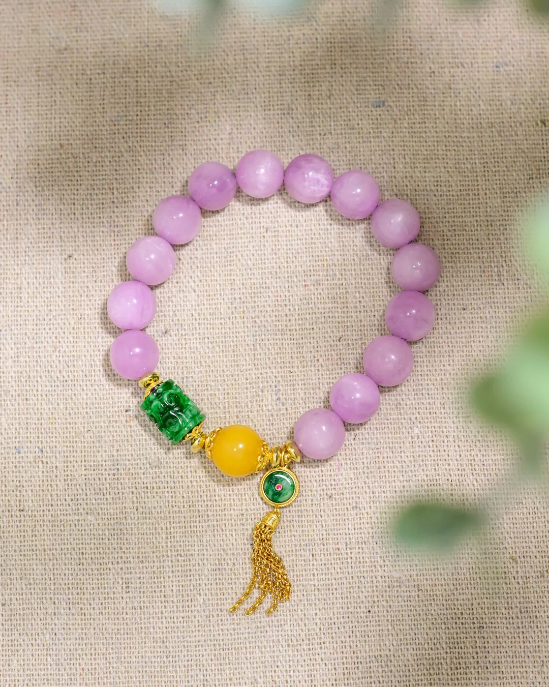 10mm Natural Kunzite Bracelet, Detachable Tassel with Jade & Amber Beads, Unique Minimalist Jewelry
10mm Natural Kunzite Bracelet, Detachable Tassel with Jade & Amber Beads, Unique Minimalist Jewelry
