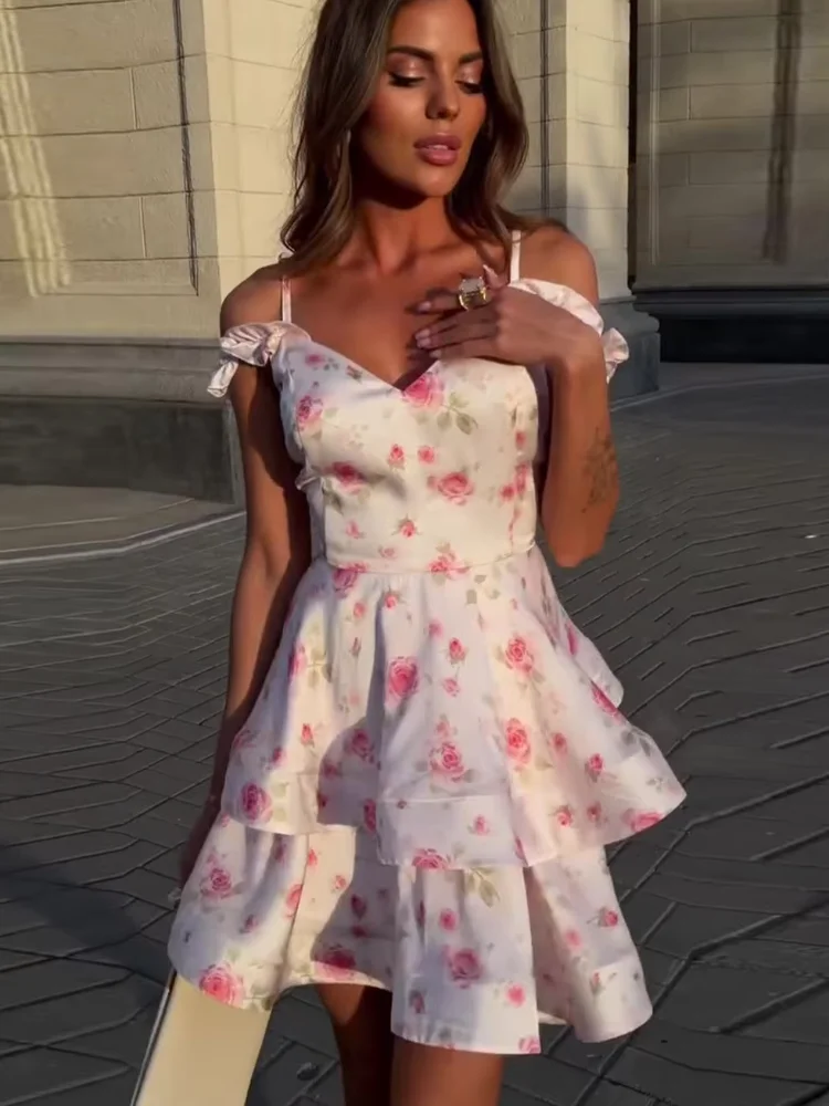 Blush Pink Floral Tiered Satin Mini Dress Women Cold Shoulder High Waist V Neck Dresses 2026 New Summer Vacation Party Gown
Blush Pink Floral Tiered Satin Mini Dress Women Cold Shoulder High Waist V Neck Dresses 2026 New Summer Vacation Party Gown