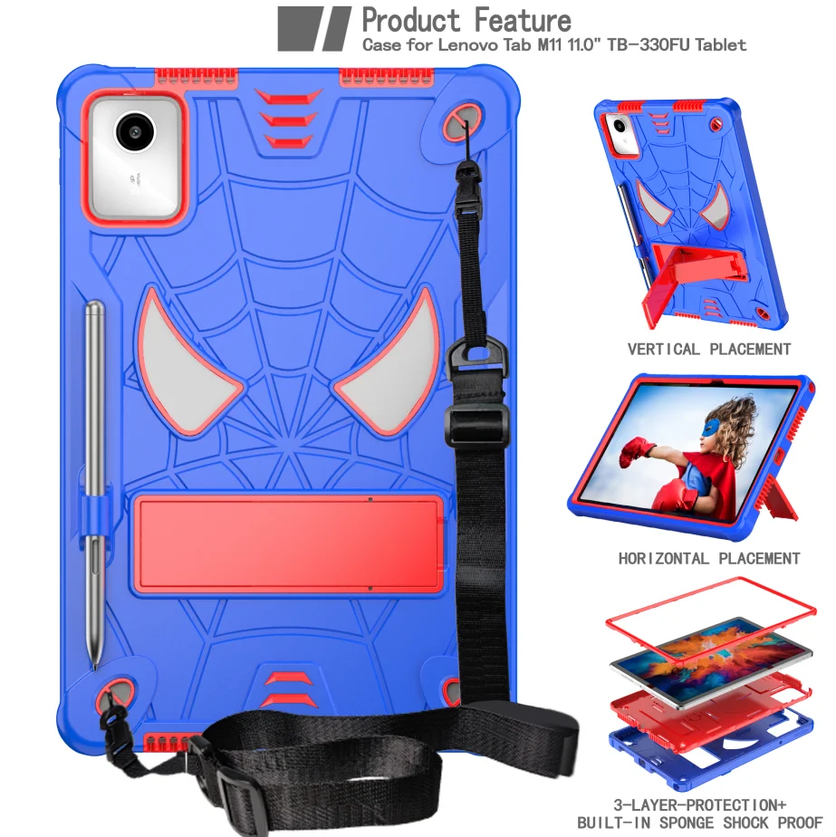 Case for Lenovo Tab M11 TB-331FC TB-330FU 3-LAYER-PROTECTION Shockproof soft silicone stand tablet cover with Shoulder Strap
Case for Lenovo Tab M11 TB-331FC TB-330FU 3-LAYER-PROTECTION Shockproof soft silicone stand tablet cover with Shoulder Strap