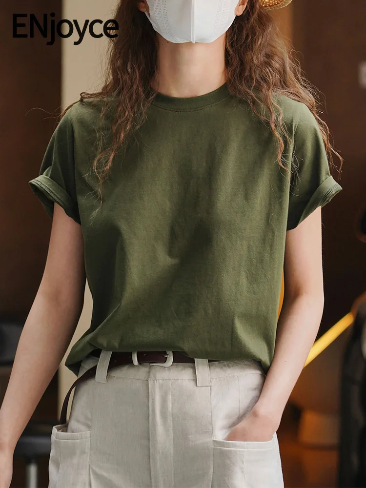 ENjoyce Summer Women Korean Simple Cotton Cool T-shirt Short Sleeve Round Neck T-shirt Streetwear Casual Loose Tees Tops
ENjoyce Summer Women Korean Simple Cotton Cool T-shirt Short Sleeve Round Neck T-shirt Streetwear Casual Loose Tees Tops