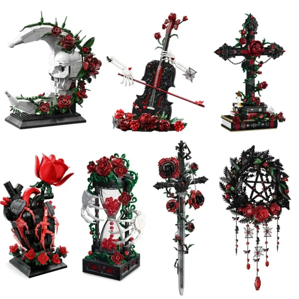 Gothic Dark Skull Rose Series 7-Styles Building Blocks Skull Model Toy Halloween Retro Desktop Ornament Decoration Creative Gift
Gothic Dark Skull Rose Series 7-Styles Building Blocks Skull Model Toy Halloween Retro Desktop Ornament Decoration Creative Gift