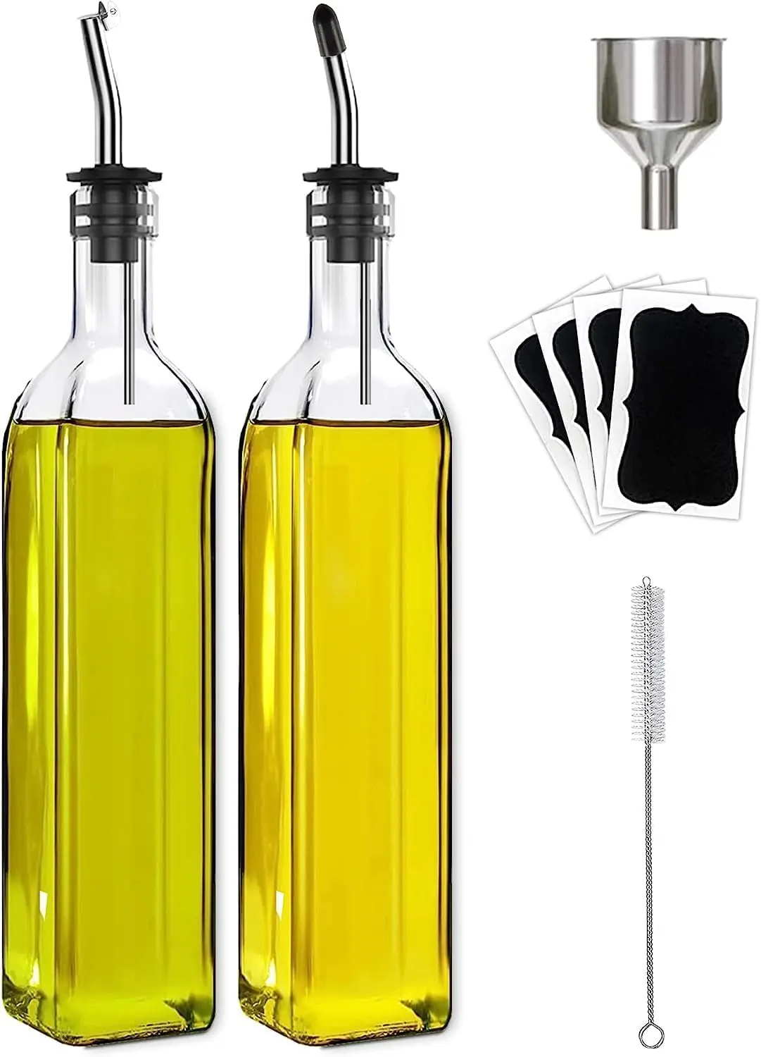 2-Pack Glass Oil Dispenser Set with Stainless Steel Pourers, 500ml Each, Leak-Proof
2-Pack Glass Oil Dispenser Set with Stainless Steel Pourers, 500ml Each, Leak-Proof