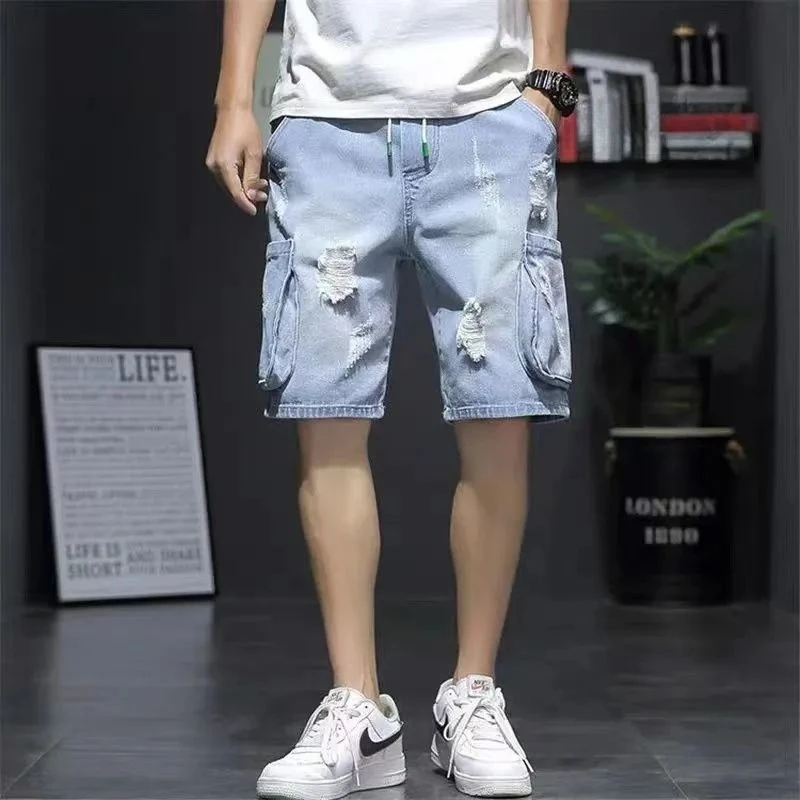 Men's Ripped Denim Shorts Summer Loose Fit Knee Length Pants Plus Size Casual Streetwear for Teen Boys
Men's Ripped Denim Shorts Summer Loose Fit Knee Length Pants Plus Size Casual Streetwear for Teen Boys