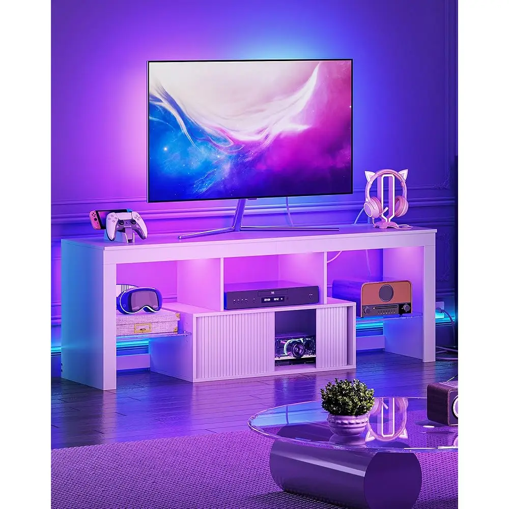 Tv Stand With Power Outlet, Modern Tv Cabinet For 55 60 H Tvs, Media Tv Console With Led Light Strip, Media Entertainment
Tv Stand With Power Outlet, Modern Tv Cabinet For 55 60 H Tvs, Media Tv Console With Led Light Strip, Media Entertainment
