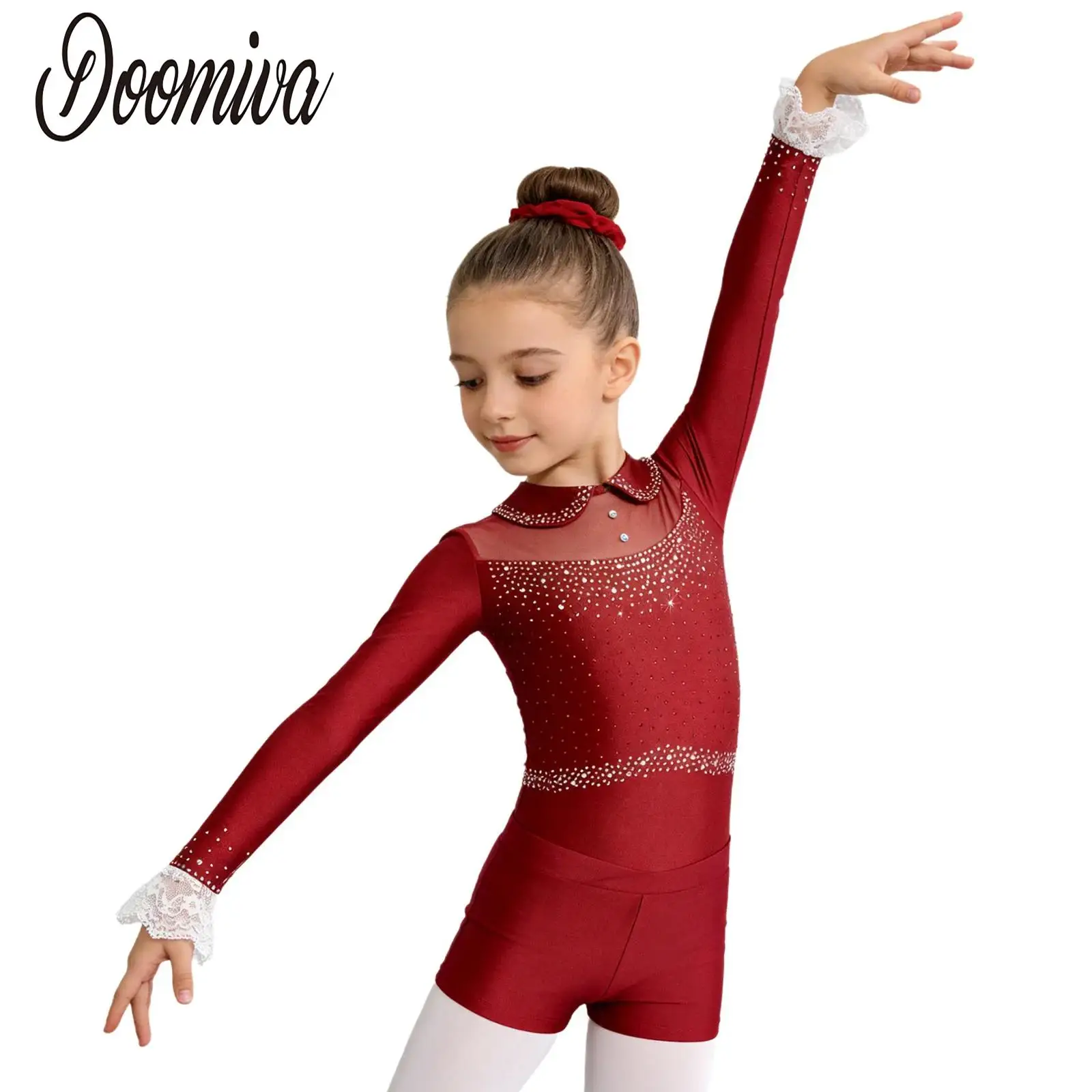 Kids Girls Ballet Rhythmic Gymnastic Performance Costume Outfits Long Sleeve Rhinestones Patchwork Mesh Leotard Shorts Hairband
Kids Girls Ballet Rhythmic Gymnastic Performance Costume Outfits Long Sleeve Rhinestones Patchwork Mesh Leotard Shorts Hairband