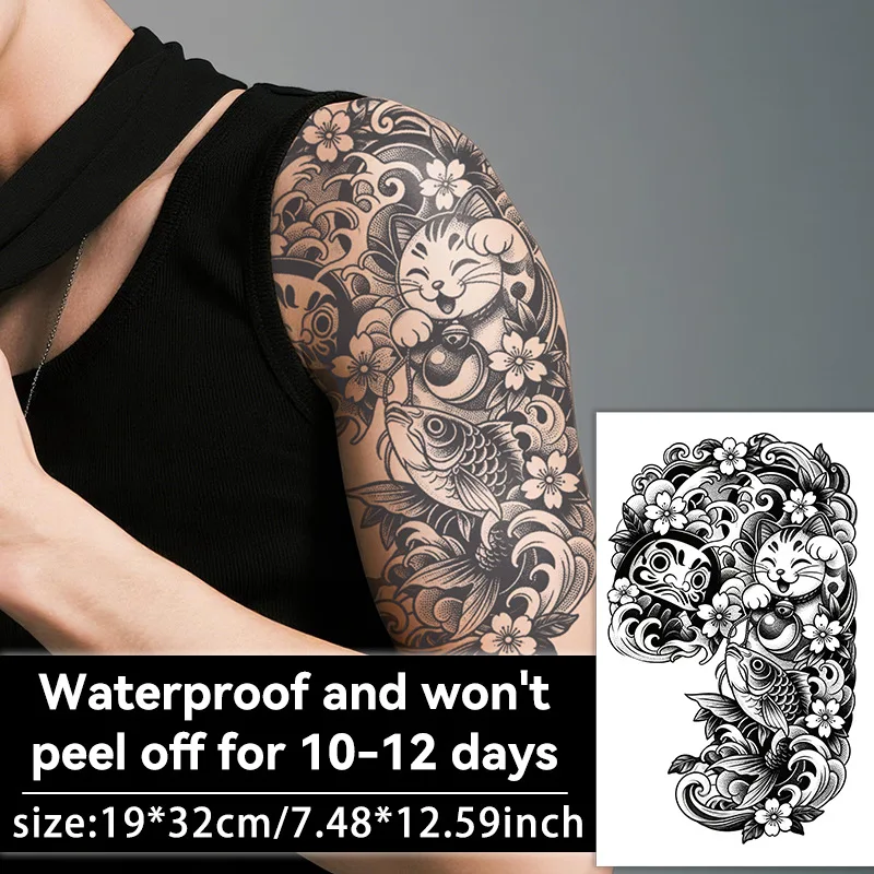 Lucky Cat Koi Fish Tattoo Sticker Waterproof Temporary Tattoo Japanese Style Dominant Design for Shoulder Chest
Lucky Cat Koi Fish Tattoo Sticker Waterproof Temporary Tattoo Japanese Style Dominant Design for Shoulder Chest