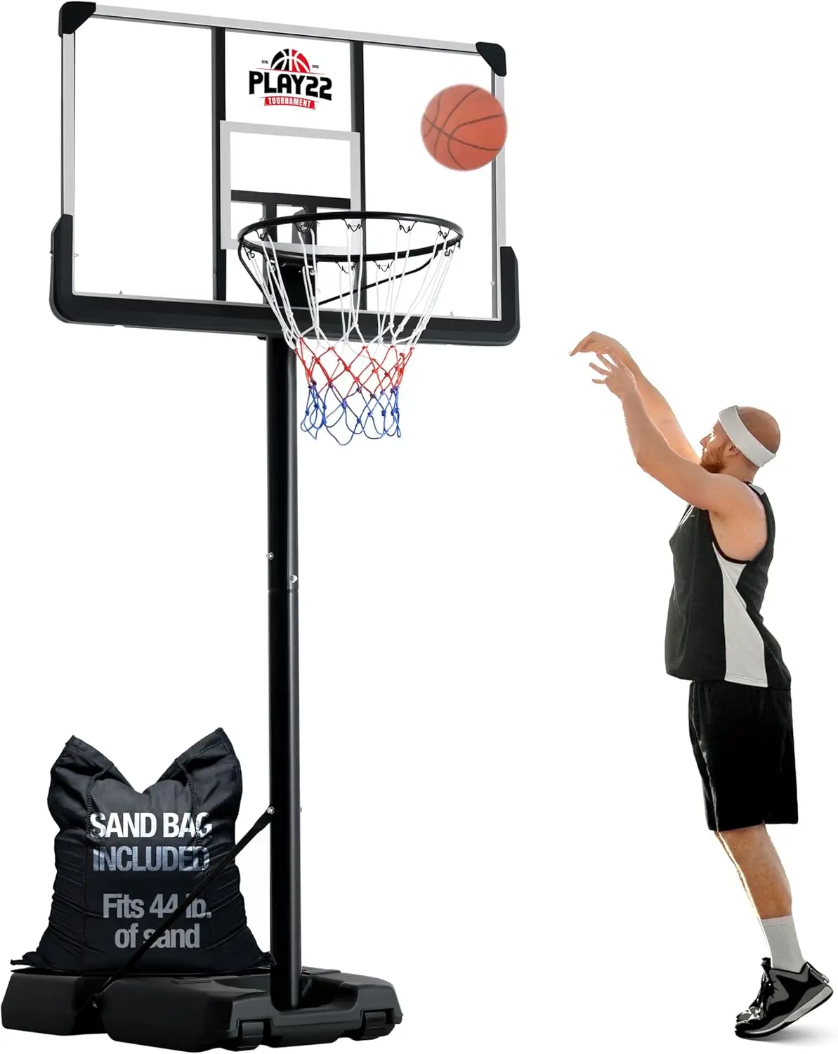 Portable 10 ft Adjustable Basketball Hoop with 44in Shatterproof Backboard for Indoor/Outdoor Use, Weatherproof, Fillable Base
Portable 10 ft Adjustable Basketball Hoop with 44in Shatterproof Backboard for Indoor/Outdoor Use, Weatherproof, Fillable Base