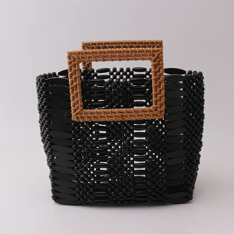 Retro Personalized Black Wooden Bead Woven Women's Bag New Simple Casual Large Capacity Hollow Design Handbag 2024 Customization
Retro Personalized Black Wooden Bead Woven Women's Bag New Simple Casual Large Capacity Hollow Design Handbag 2024 Customization