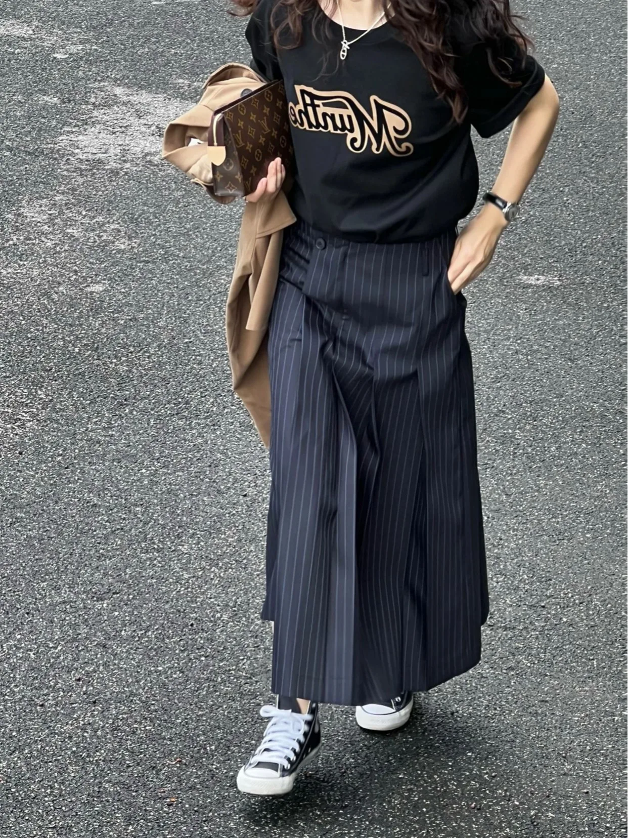 Chic High Waist Pleated Loose Slimming Vertical Striped Half Body Skirt Women's Business Long Skirt A-Line Cotton Blend
Chic High Waist Pleated Loose Slimming Vertical Striped Half Body Skirt Women's Business Long Skirt A-Line Cotton Blend