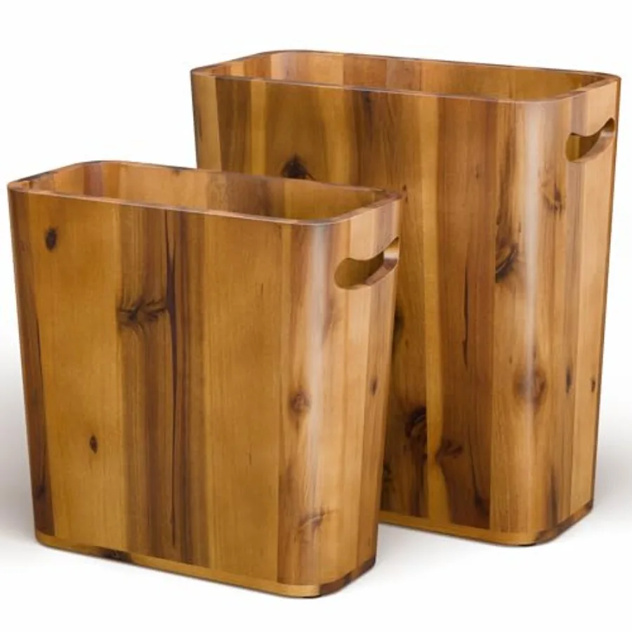 Set of 2 Acacia Wood Waste Basket for Bedroom - Small Wooden Trash Can for Bathroom, Rustic Bathroom Decor - Waste Paper Basket
Set of 2 Acacia Wood Waste Basket for Bedroom - Small Wooden Trash Can for Bathroom, Rustic Bathroom Decor - Waste Paper Basket
