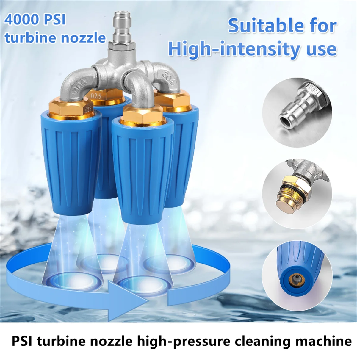 4000 PSI Rotating Turbo Nozzle Sprayer For High Pressure Wash Gun With 1/4" Quick Connect Hitch 360° Rotating Pressure Washer
4000 PSI Rotating Turbo Nozzle Sprayer For High Pressure Wash Gun With 1/4" Quick Connect Hitch 360° Rotating Pressure Washer