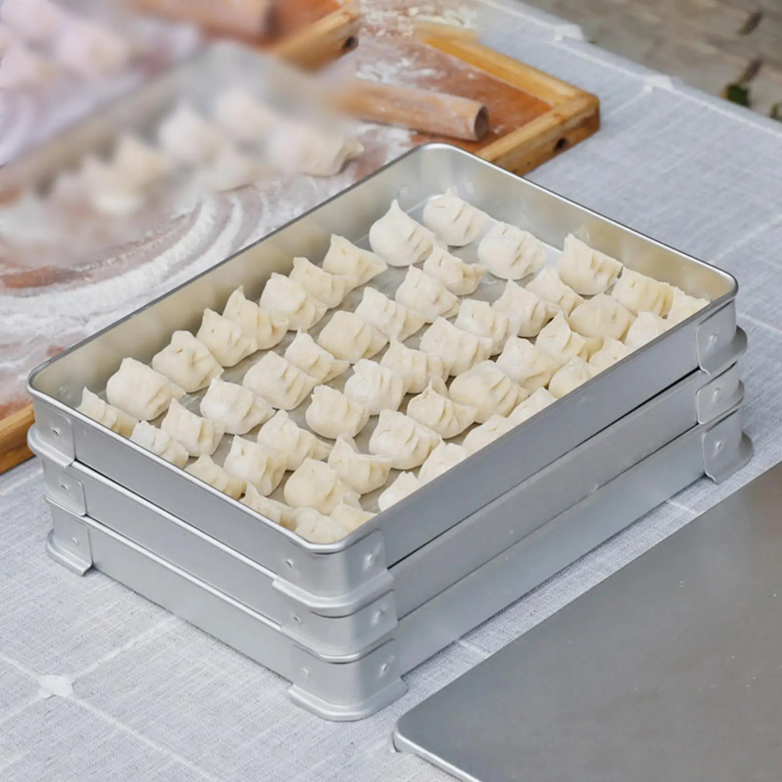 Fridge Dumpling Freezer Box Practical with Lid Professional, Durability Space Saving, Aluminum, Refrigerator Fresh Keeping Box
Fridge Dumpling Freezer Box Practical with Lid Professional, Durability Space Saving, Aluminum, Refrigerator Fresh Keeping Box