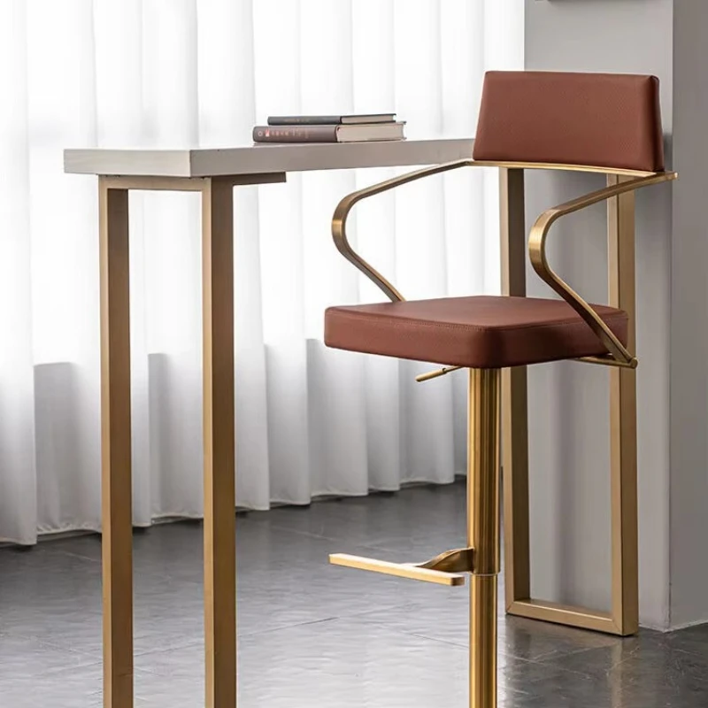 Soft padded bar stools with adjustable metal lift-up high-back bar chairs
Soft padded bar stools with adjustable metal lift-up high-back bar chairs