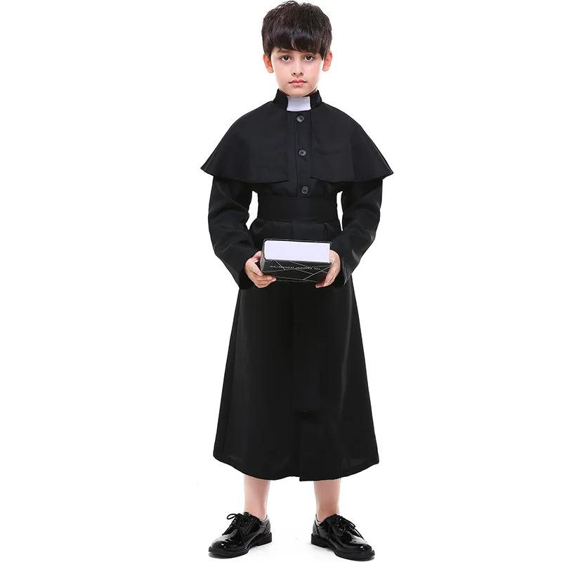 Halloween Kids Vicar Robe Costume Boys Black Priest Gown Cosplay Uniform Carnival Children Dress Up Party Stage Performance Suit
Halloween Kids Vicar Robe Costume Boys Black Priest Gown Cosplay Uniform Carnival Children Dress Up Party Stage Performance Suit