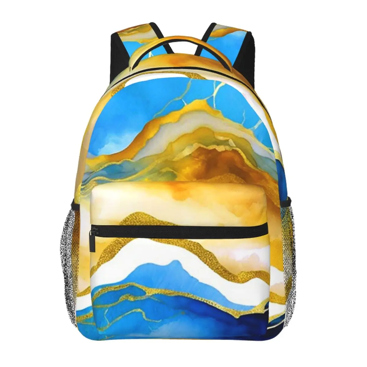 Blue, Aqua, And Golden Marbled Stylized Backpack Student Boys Girls BookBag School Bag Computer Shoulder Bags for Men Women
Blue, Aqua, And Golden Marbled Stylized Backpack Student Boys Girls BookBag School Bag Computer Shoulder Bags for Men Women