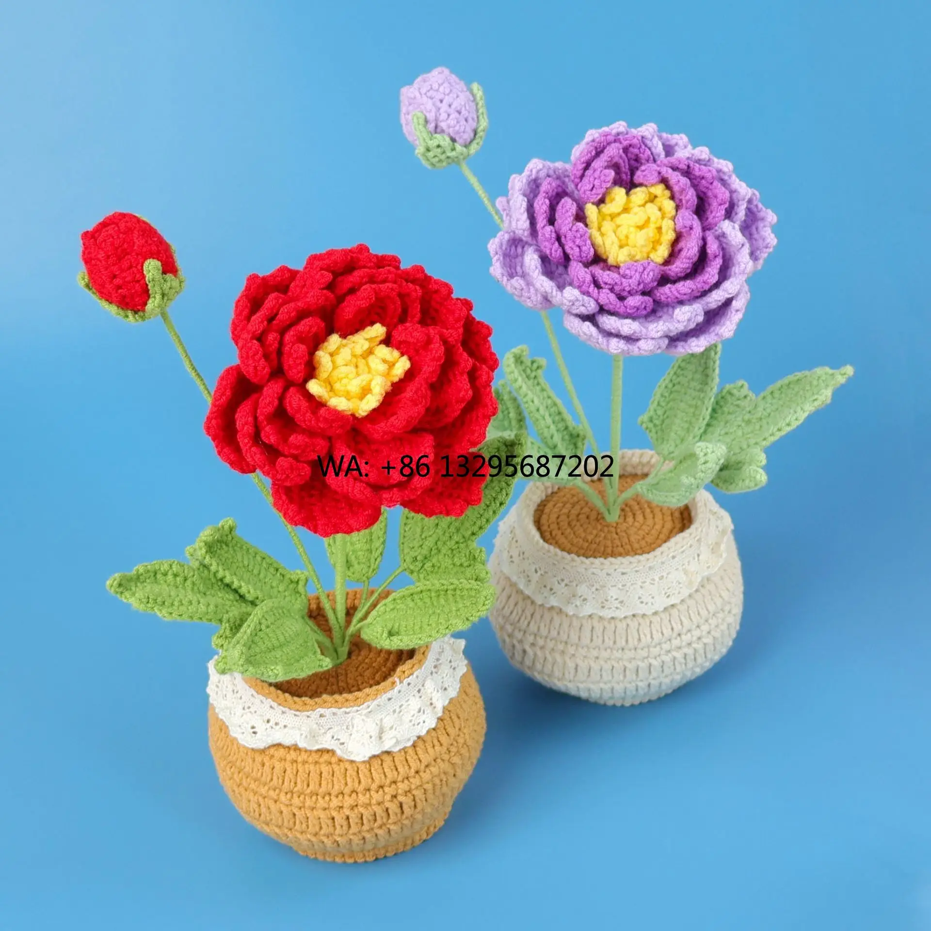Handmade Large Yarn Pots with Creative Crocheted Peony Teacher's Day Gifts Cross-Border Ornaments Filled with PP Cotton
Handmade Large Yarn Pots with Creative Crocheted Peony Teacher's Day Gifts Cross-Border Ornaments Filled with PP Cotton