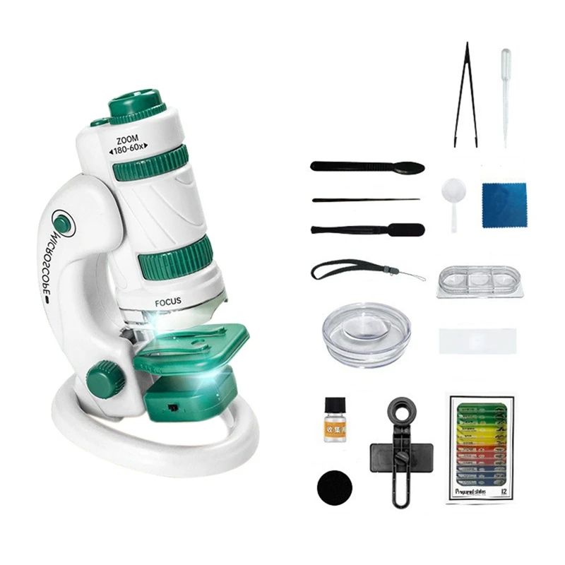 Kids Science Microscope Kit 60-180X Educational Mini Pocket Handheld Smart Phone Microscope With LED Light
Kids Science Microscope Kit 60-180X Educational Mini Pocket Handheld Smart Phone Microscope With LED Light