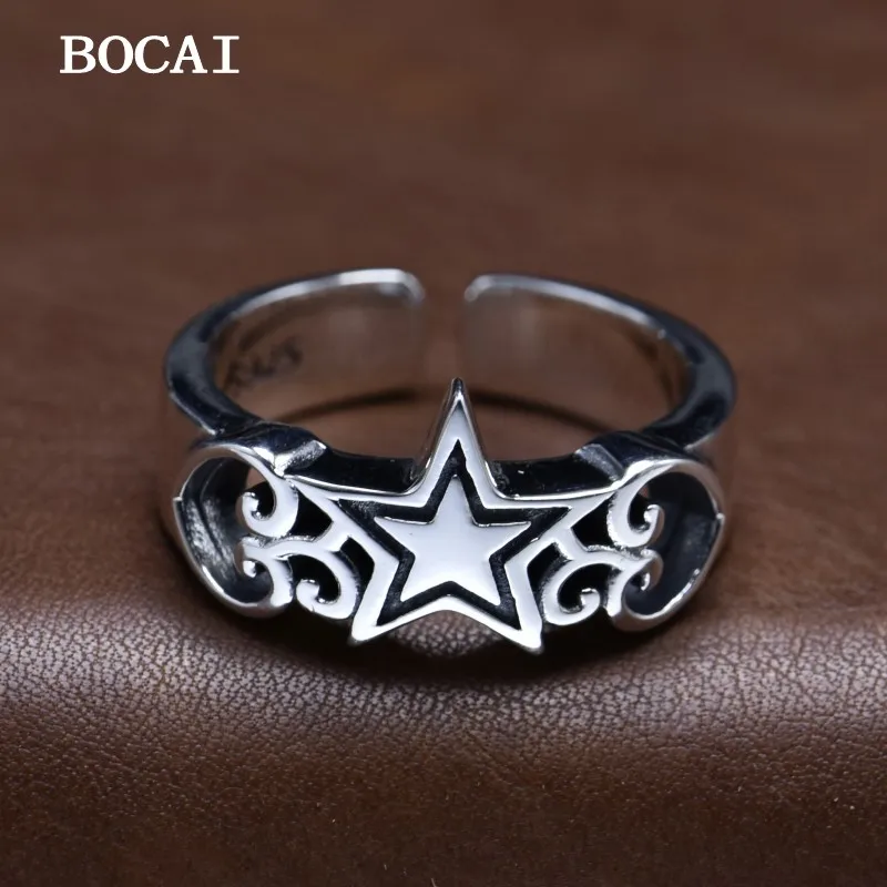 BOCAI New S925 Sterling Silver Retro Hip-hop Niche Design Pentagram Men's Ring Adjustable Open
BOCAI New S925 Sterling Silver Retro Hip-hop Niche Design Pentagram Men's Ring Adjustable Open